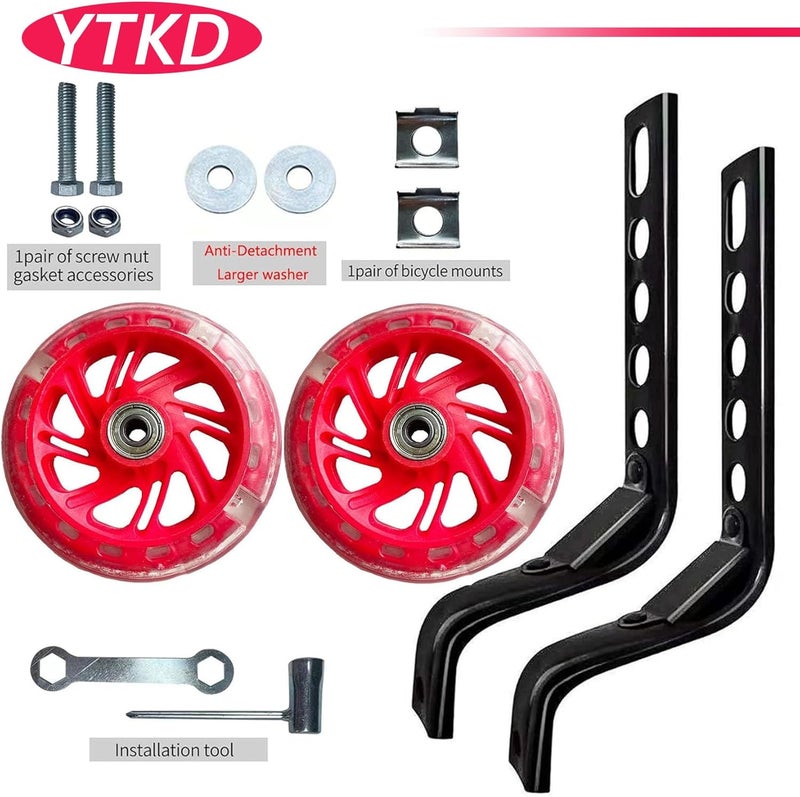 YTKD Training Wheels for Bicycle,Flash Mute Wheel Compatible for Bikes of 12-20 Inch 1 Pair - Image 2